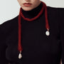 Crimson pearl necklace model view 1