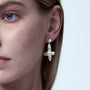Fay cross pearl earrings model view 1