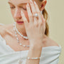Dainty adjustable keshi freshwater pearl wrist bracelet