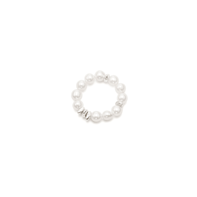 Piracee | White Oval Baroque Pearl Silver Ring
