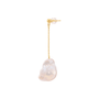 Detail view of 18k gold-plated ball post and chain on baroque pearl earring