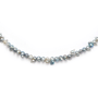Close-up of blue gray iridescent rainbow luster on keshi baroque pearls
