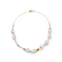 Long irregular baroque pearl necklace with white pearl chains