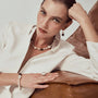 Teyes White Keshi Baroque Pearl Silver Tiger Eye Necklace model view
