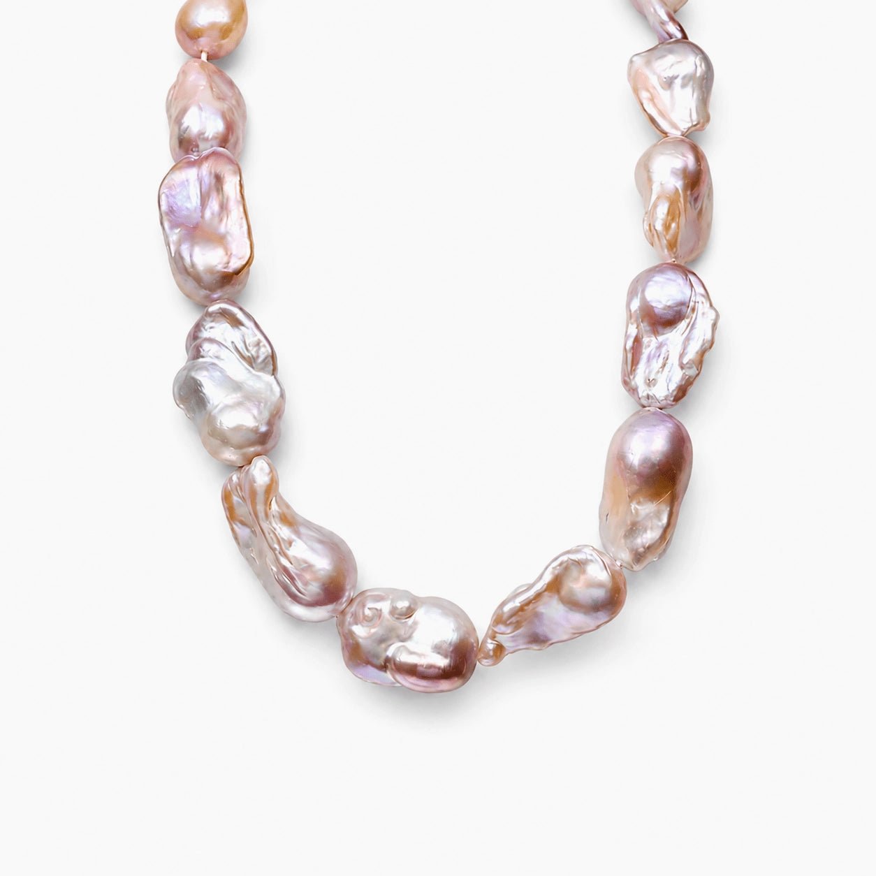 Lucian | Pink Baroque Pearl 18k Gold Silver Necklace