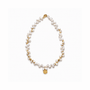 Julian | White Keshi Baroque Pearl 18k Gold Disc Necklace