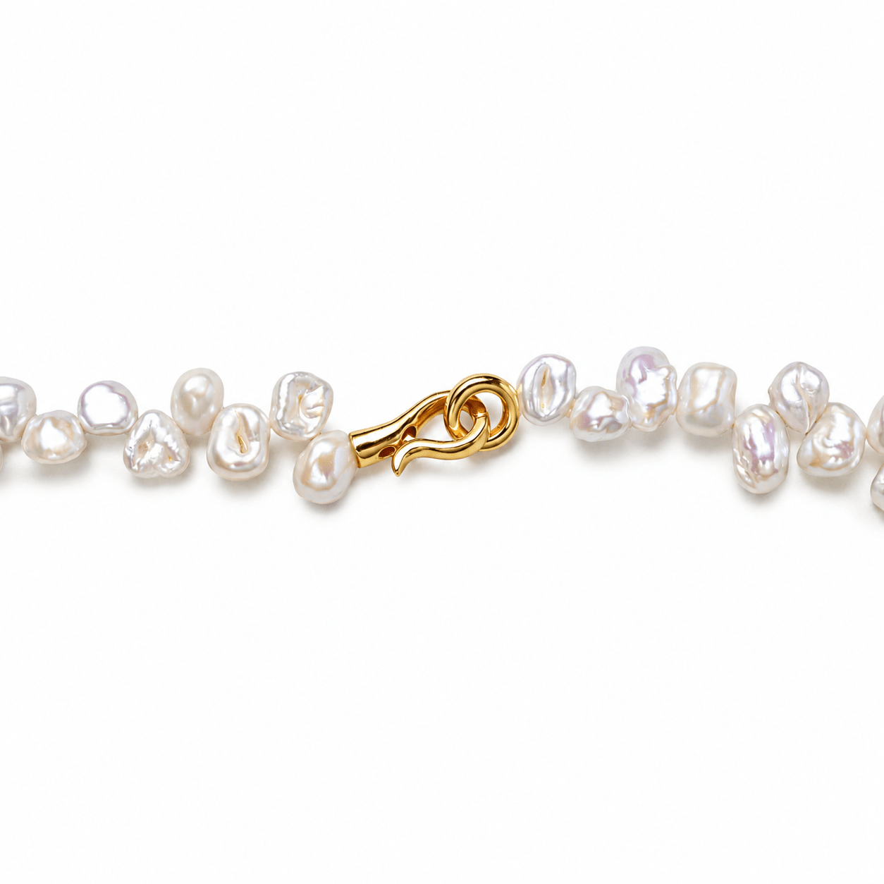 Julian | White Keshi Baroque Pearl 18k Gold Disc Necklace