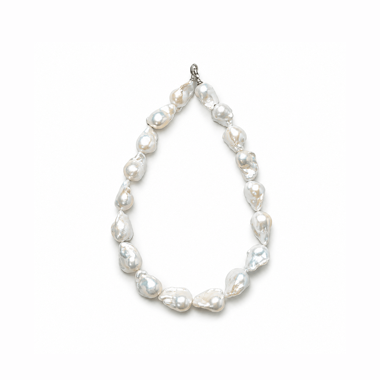 Ella | White Baroque Pearl Silver Necklace