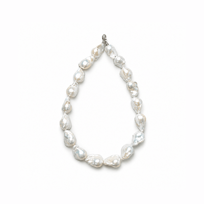 Ella | White Baroque Pearl Silver Necklace