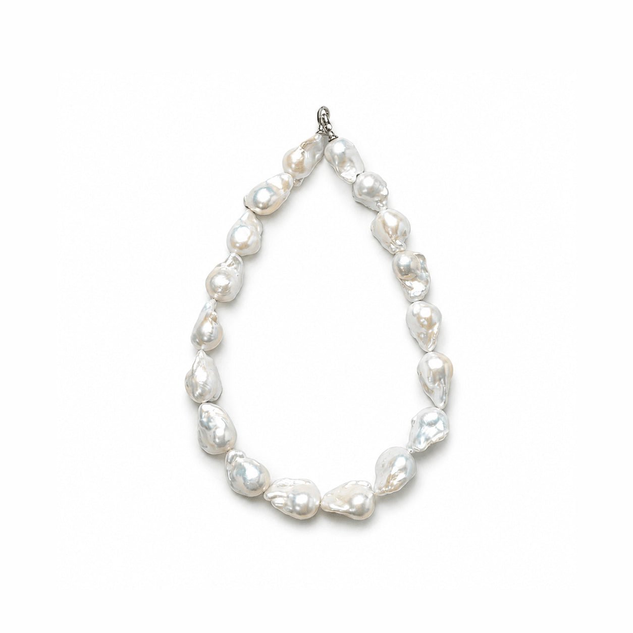 Ella | White Baroque Pearl Silver Necklace