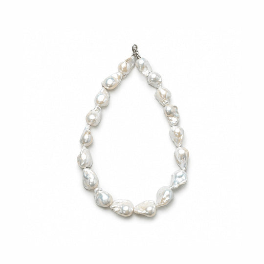 Ella | White Baroque Pearl Silver Necklace