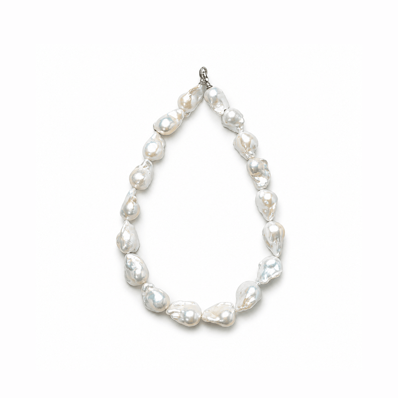 Ella | White Baroque Pearl Silver Necklace