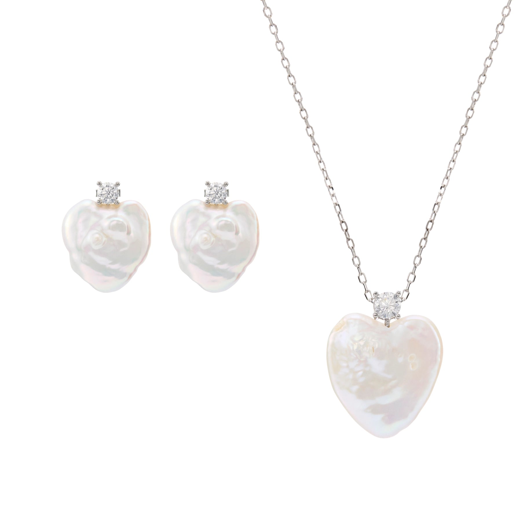 Cupido | White Baroque Pearl Silver  Zirconia Jewelry Set