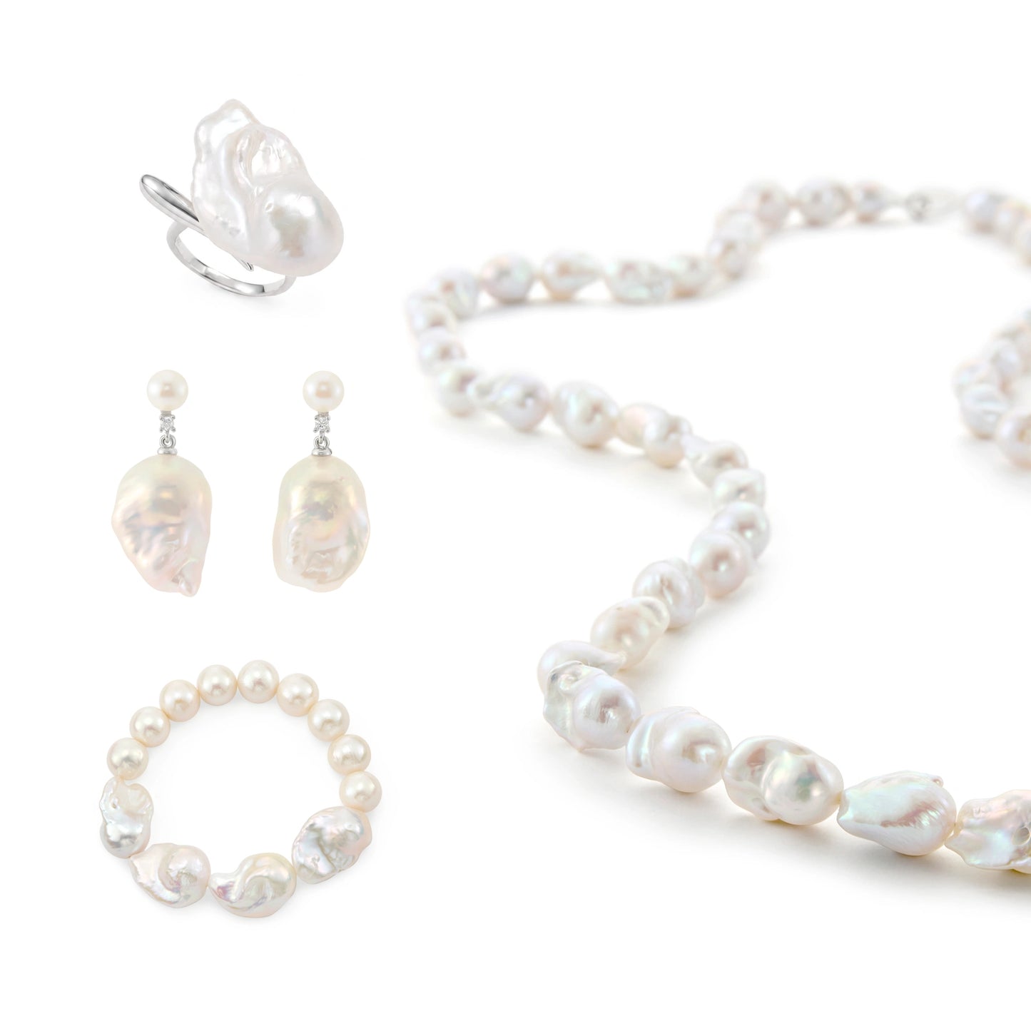 Dewdrop Dancer - Regency Modern Baroque Pearl Silver Jewelry Collection