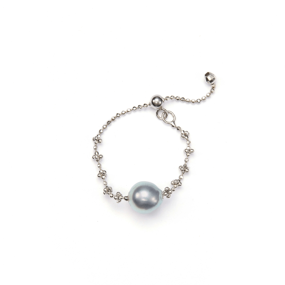 Twilight | Blue Oval Baroque Pearl Silver Ring