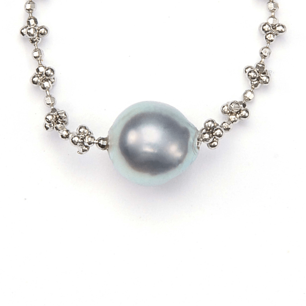 Twilight | Blue Oval Baroque Pearl Silver Ring