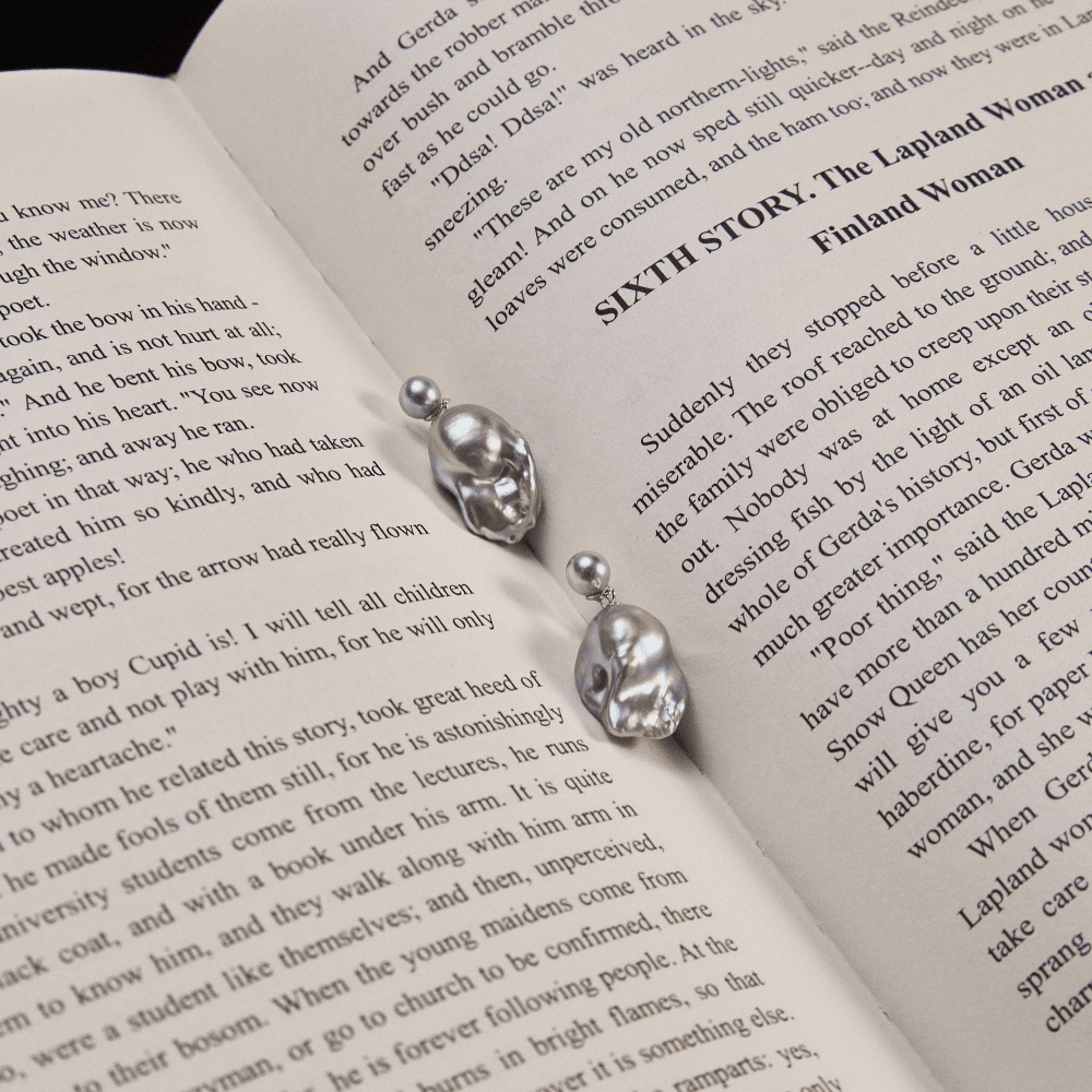 cool tone blue baroque pearl earrings, unique frosted mirage pearl earrings