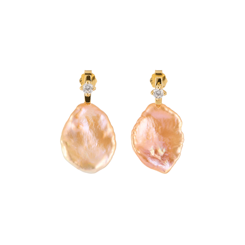 Dawn | Golden Petal Baroque Pearl 18k Gold Earrings
