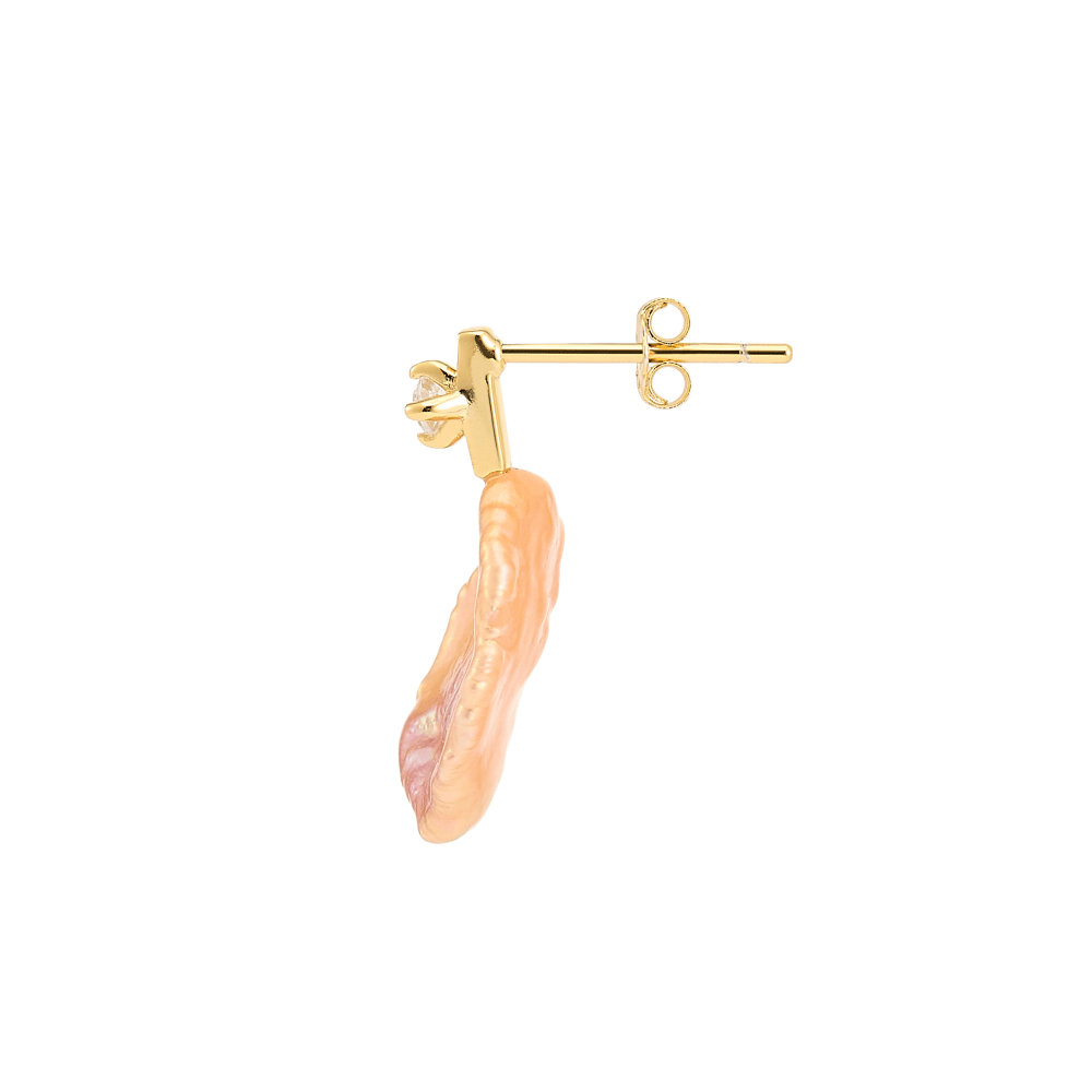 Dawn | Golden Petal Baroque Pearl 18k Gold Earrings