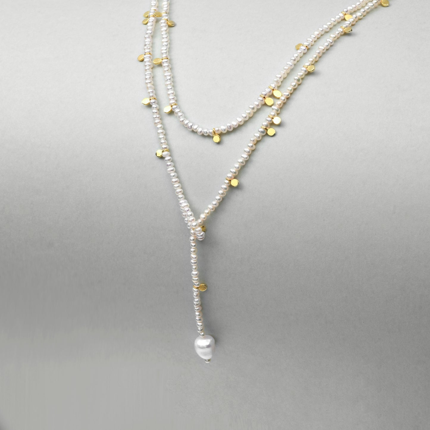 Golden Drift Layered Pearl Necklace
