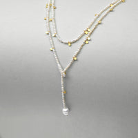 Golden Drift Layered Pearl Necklace thumbnail 2