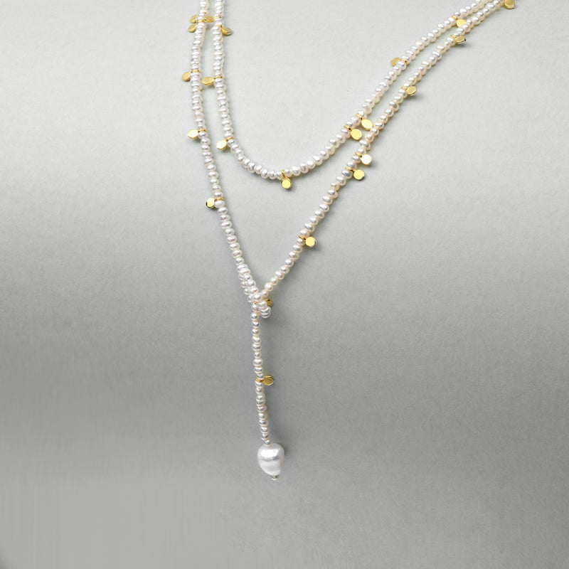 Golden Drift Layered Pearl Necklace image 3