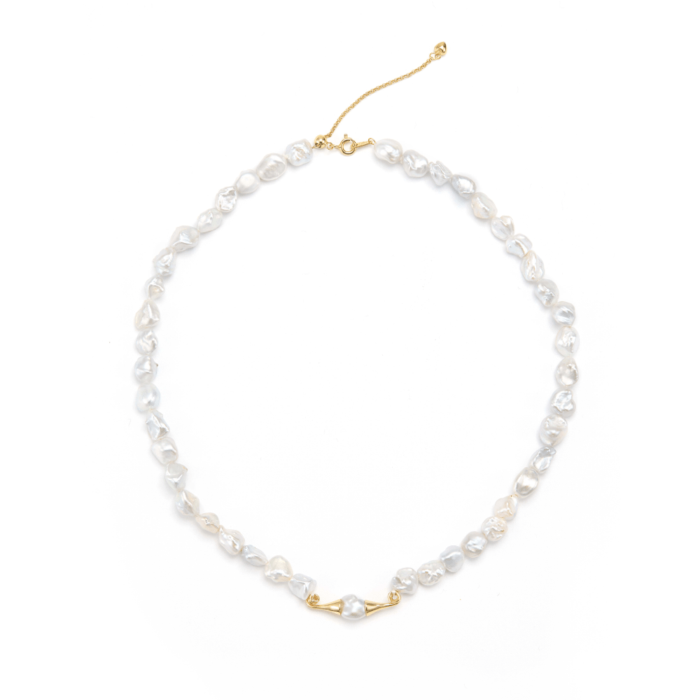 Suno | Gray Keshi Baroque Pearl 18k Gold Necklace