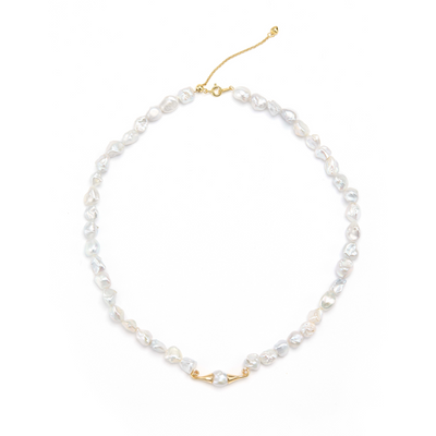 Collier de perles Keshi grises Golden Link