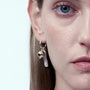 S.Orb White Stick Baroque Pearl Gold Earrings model view 1