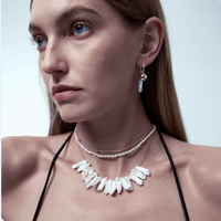 Golden Orb & Stick Baroque Pearl Earrings thumbnail 2