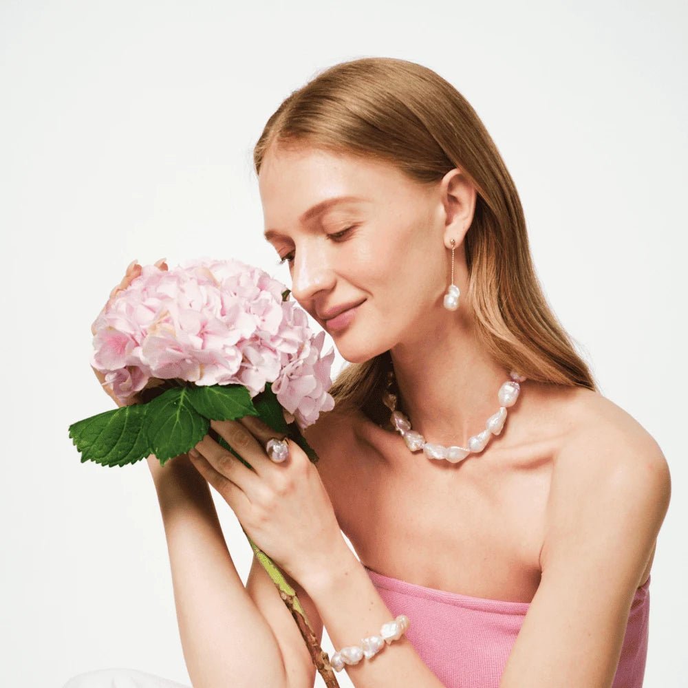 Lume | Pink Baroque Pearl 18k Gold Necklace