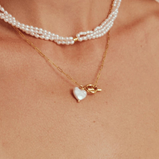 Harbor | White Heart Baroque Pearl 18k Gold Toggle Pendant
