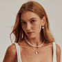 multiple Layered necklace look with a heart toggle pendant, perfect for date night jewelry or daily outfit.