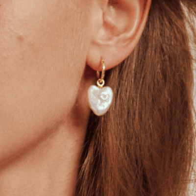 Boucles d'oreilles en perles baroques en forme de cœur