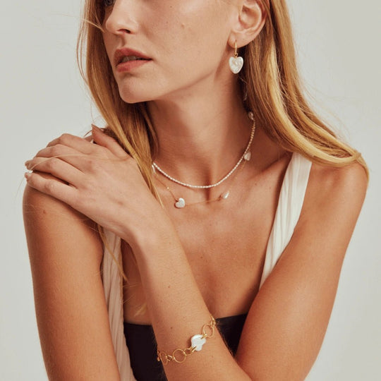 Matilda | White Heart Baroque Pearl Mixed Jewelry Set