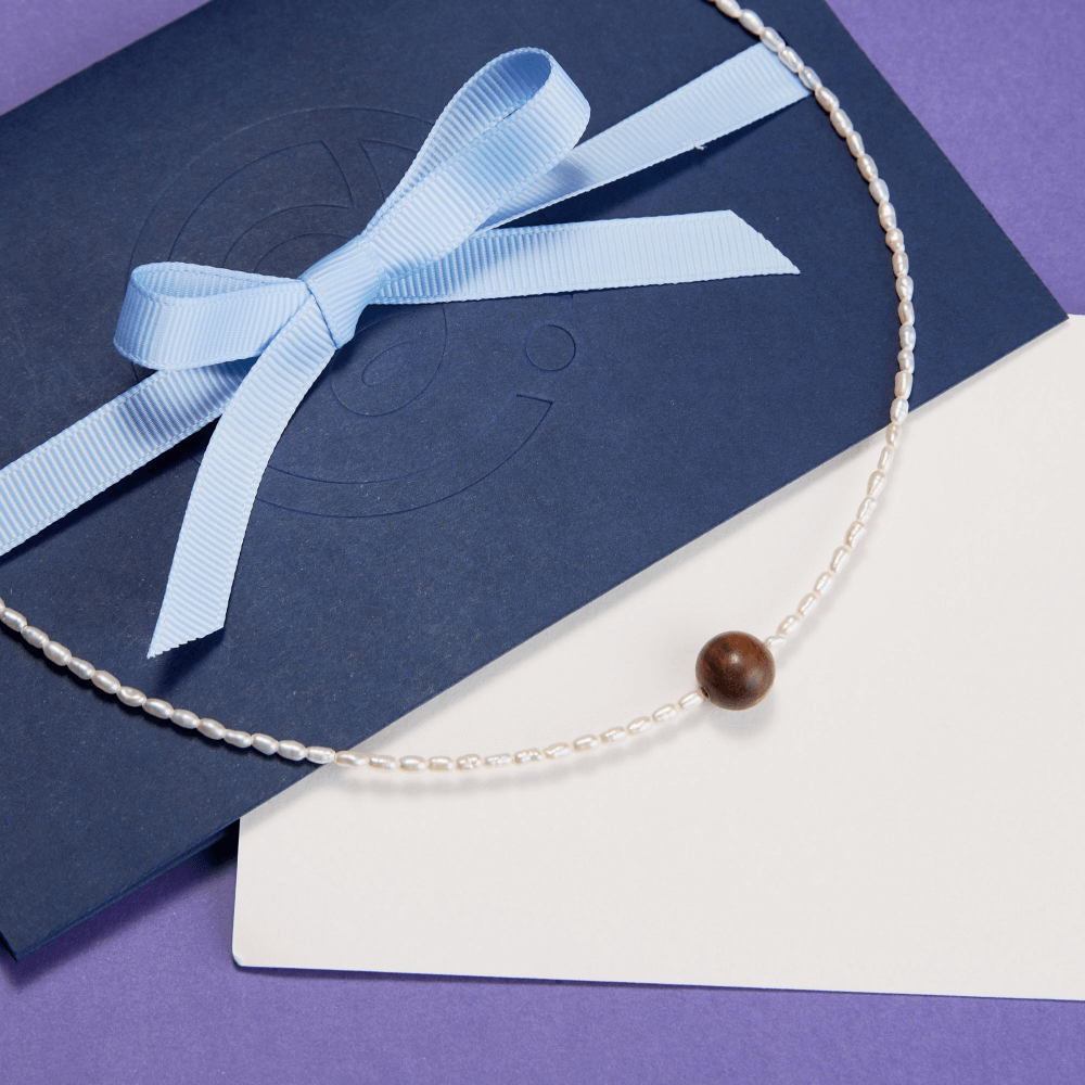 Huali | White Keshi Baroque Pearl 18k  Gold Huali Wood Necklace
