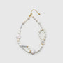 Irene White Button Stick Keshi Baroque Pearl 18k Gold Necklace