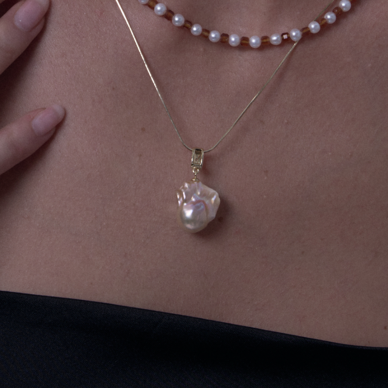 Iridescent Baroque Pearl Pendant image 2