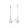 Long chain baroque pearl drop earrings main view