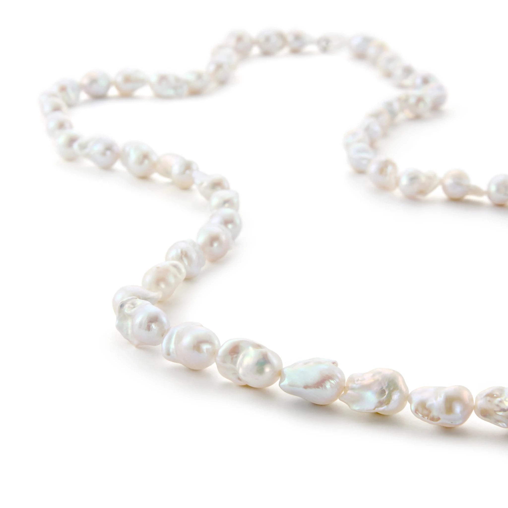 Long full strand large irregular baroque pearl necklace