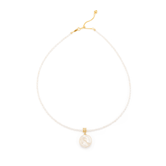 Coin baroque pearl 18k gold-plated seed pearl necklace official studio shot