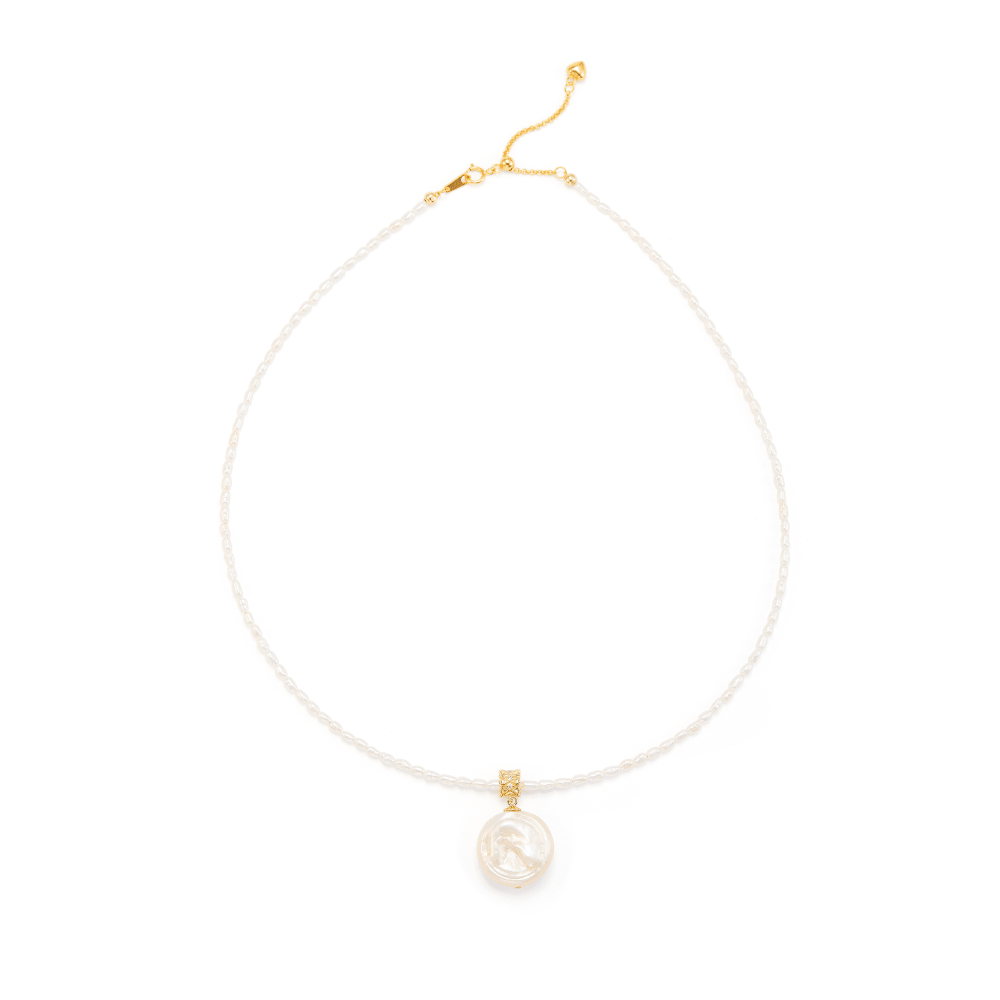 Coin baroque pearl 18k gold-plated seed pearl necklace official studio shot