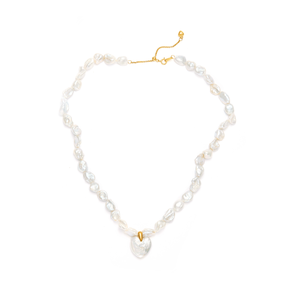 Sasi White Heart Baroque Pearl 18k Gold Necklace