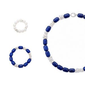 Piracee | Blue Lapis Keshi Baroque Pearl Jewelry Set
