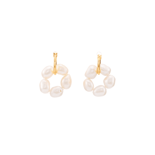 Meadow Breeze grand keshi baroque pearl 18k gold hoop earrings product view