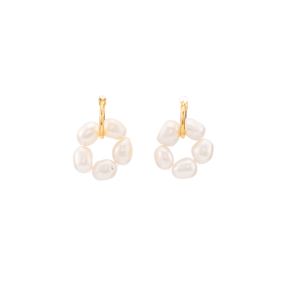 Meadow Breeze grand keshi baroque pearl 18k gold hoop earrings product view