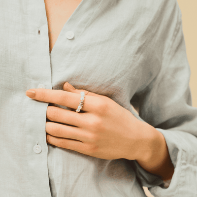 Piracee | White Oval Baroque Pearl Silver Ring