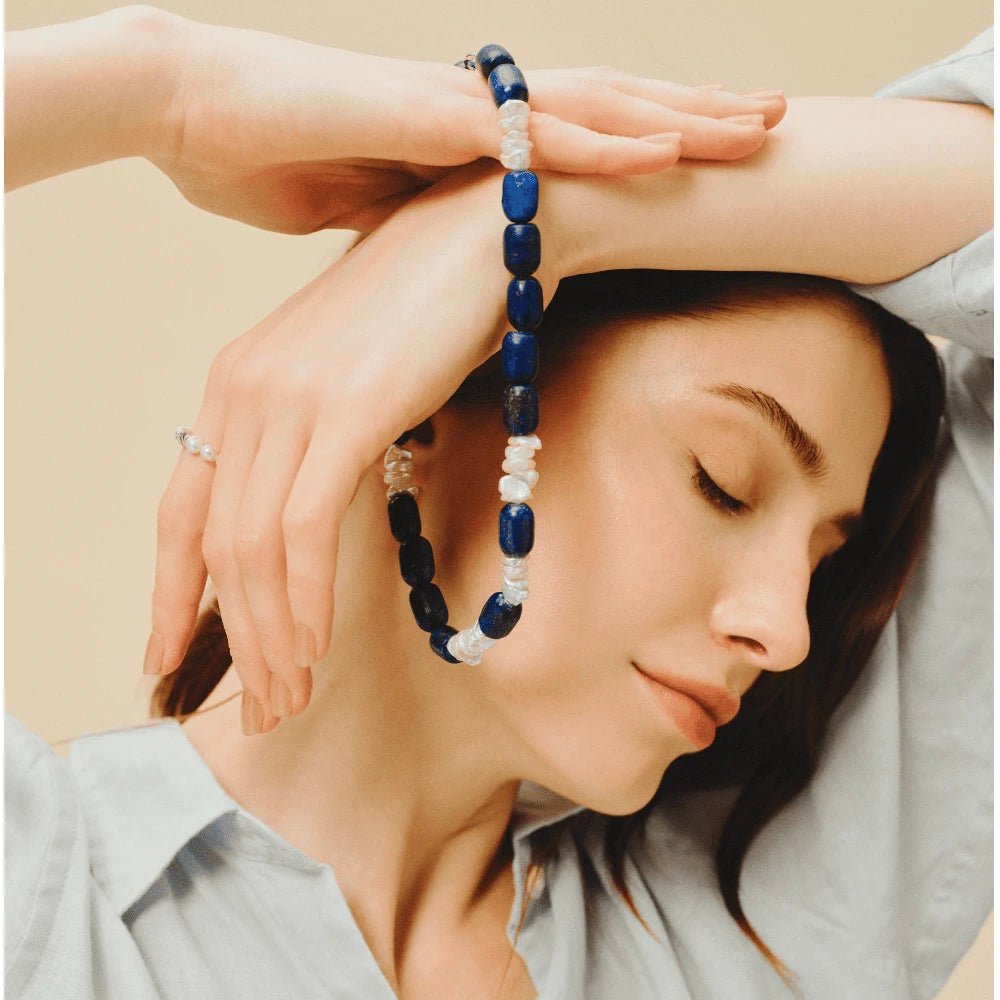 Piracee | Blue Keshi Baroque Pearl Lapis Necklace