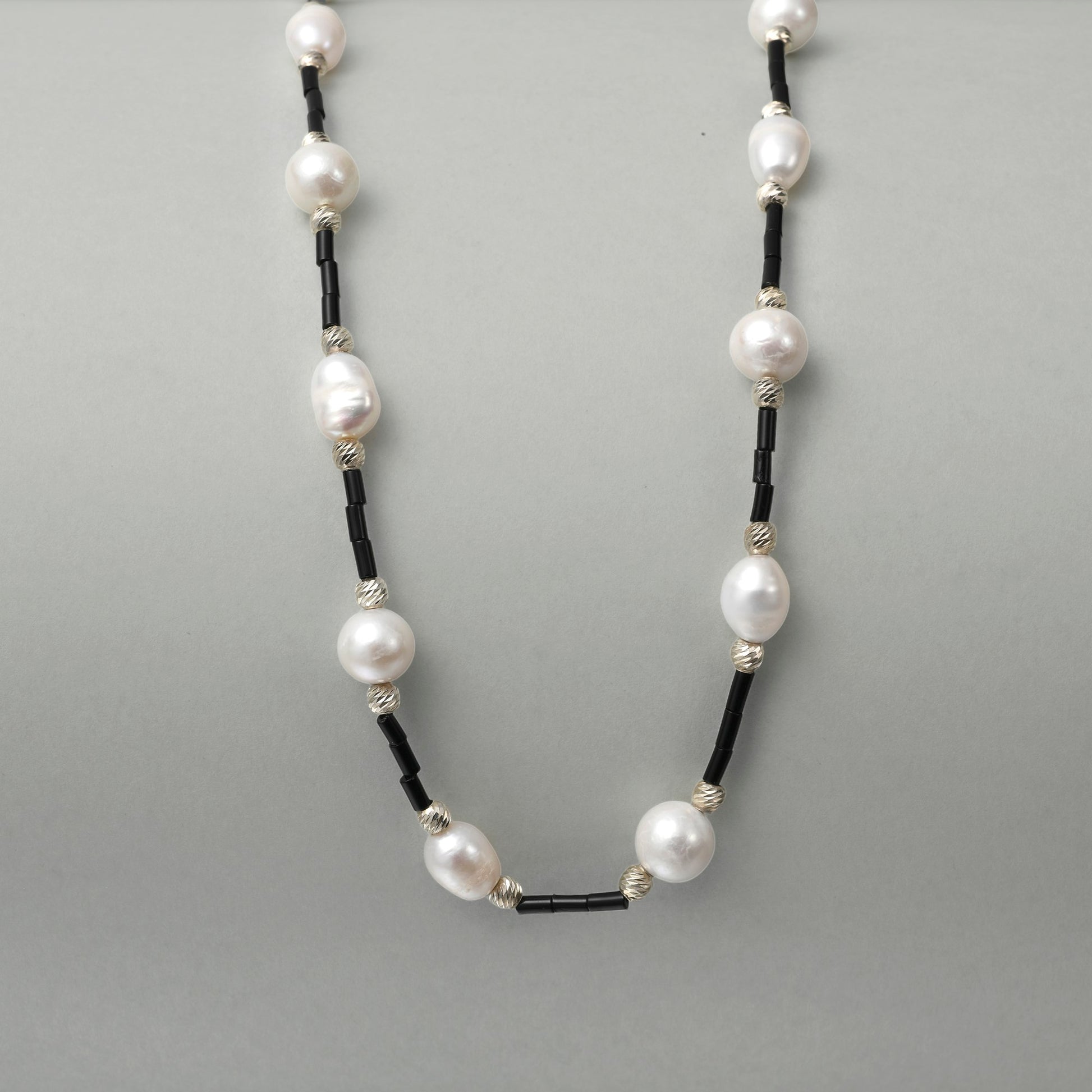 Rox | White Oval Baroque Pearl Silver Necklace
