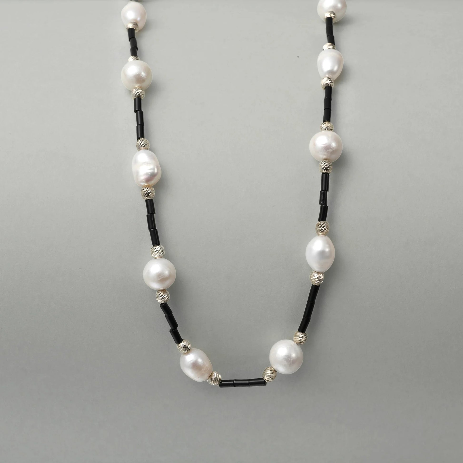 Rox | White Oval Baroque Pearl Silver Necklace